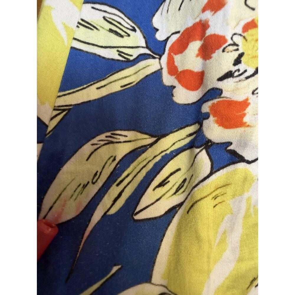 Hunter Bell New York Floral Midi Skirt Size 2 Cotton A-Line Belted Blue Resort - Picture 9 of 10